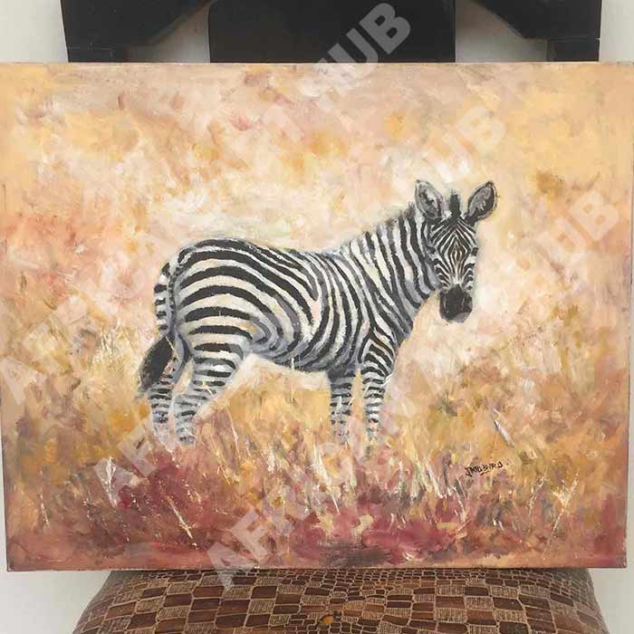 Lone Zebra Painting | Print of African Lone Zebra | africanarthub