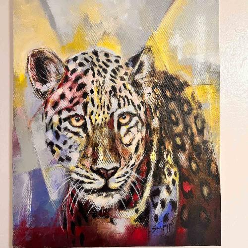 African Painting of Leopard | Leopard Acrylic Painting | africanarthub