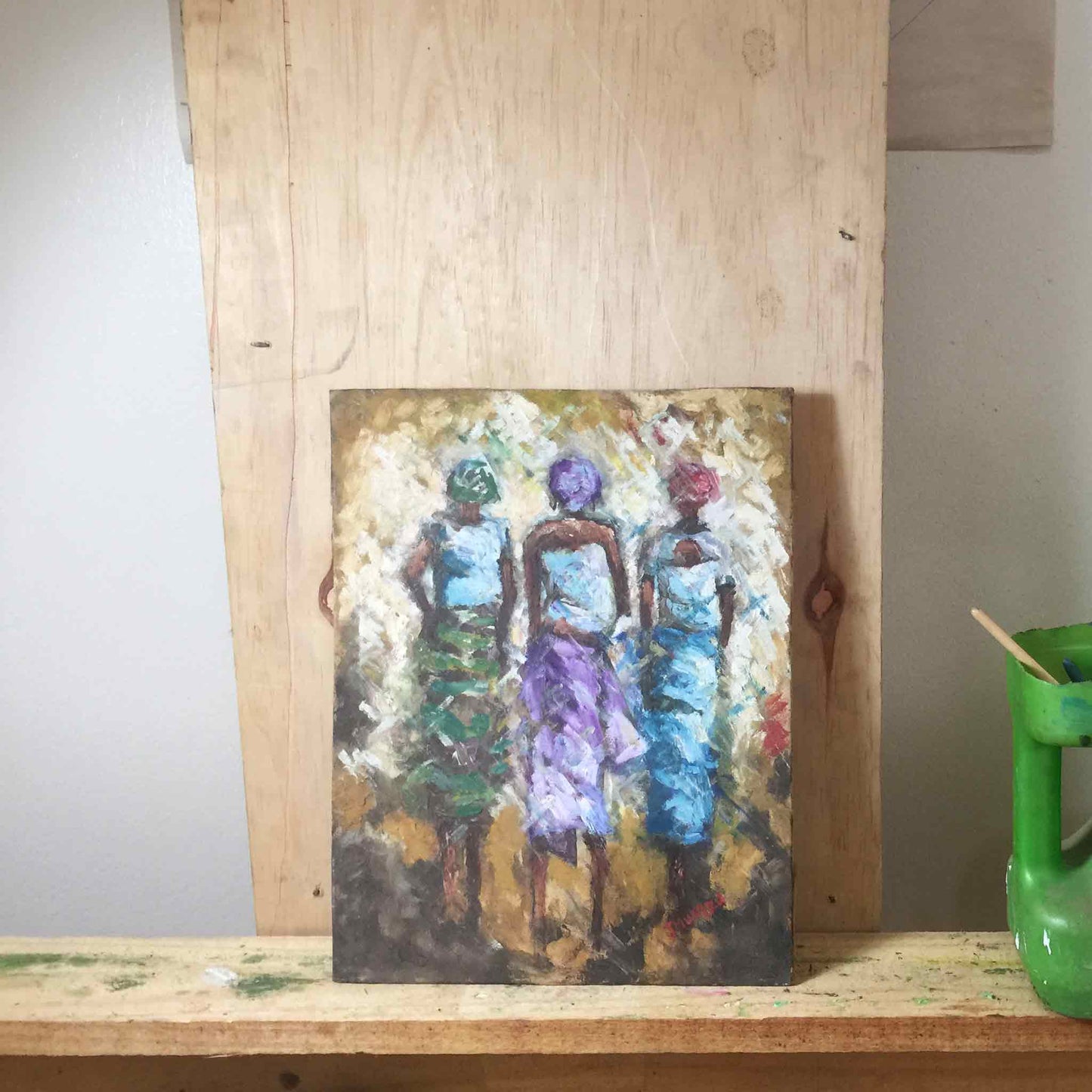 Besties Walk Oil Painting | John mubiru Painting | africanarthub