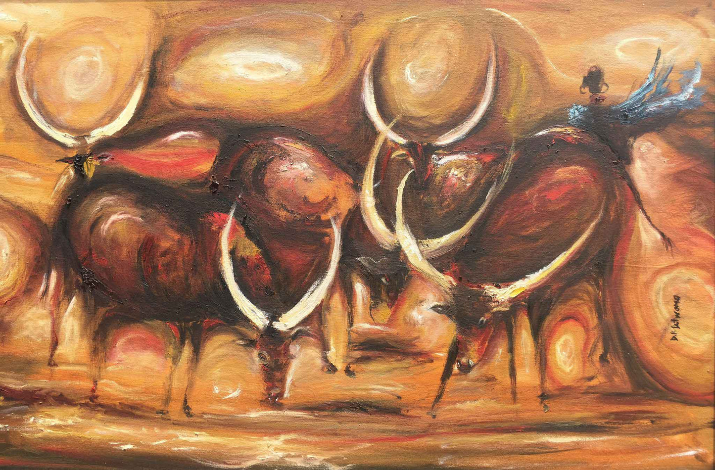 Cattle Keeper Oil Painting | Cattle Keeper Painting | africanarthub