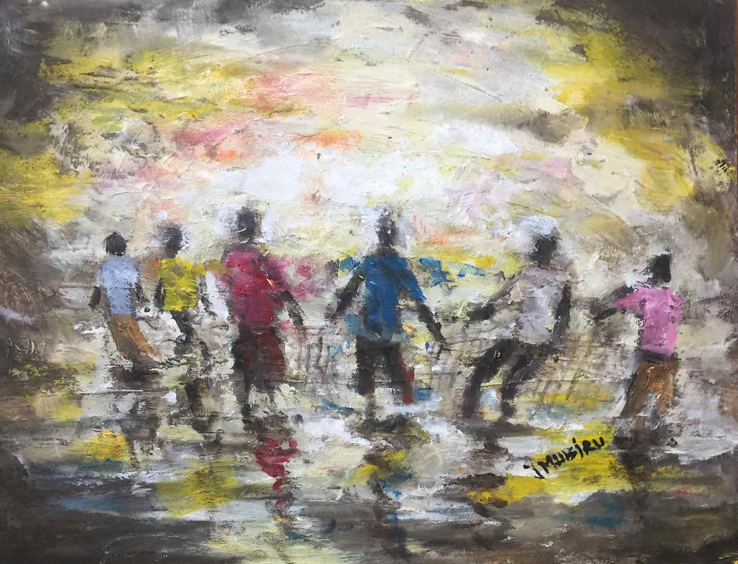 Drag Fishing Oil Painting | Drag Fishing Painting | africanarthub