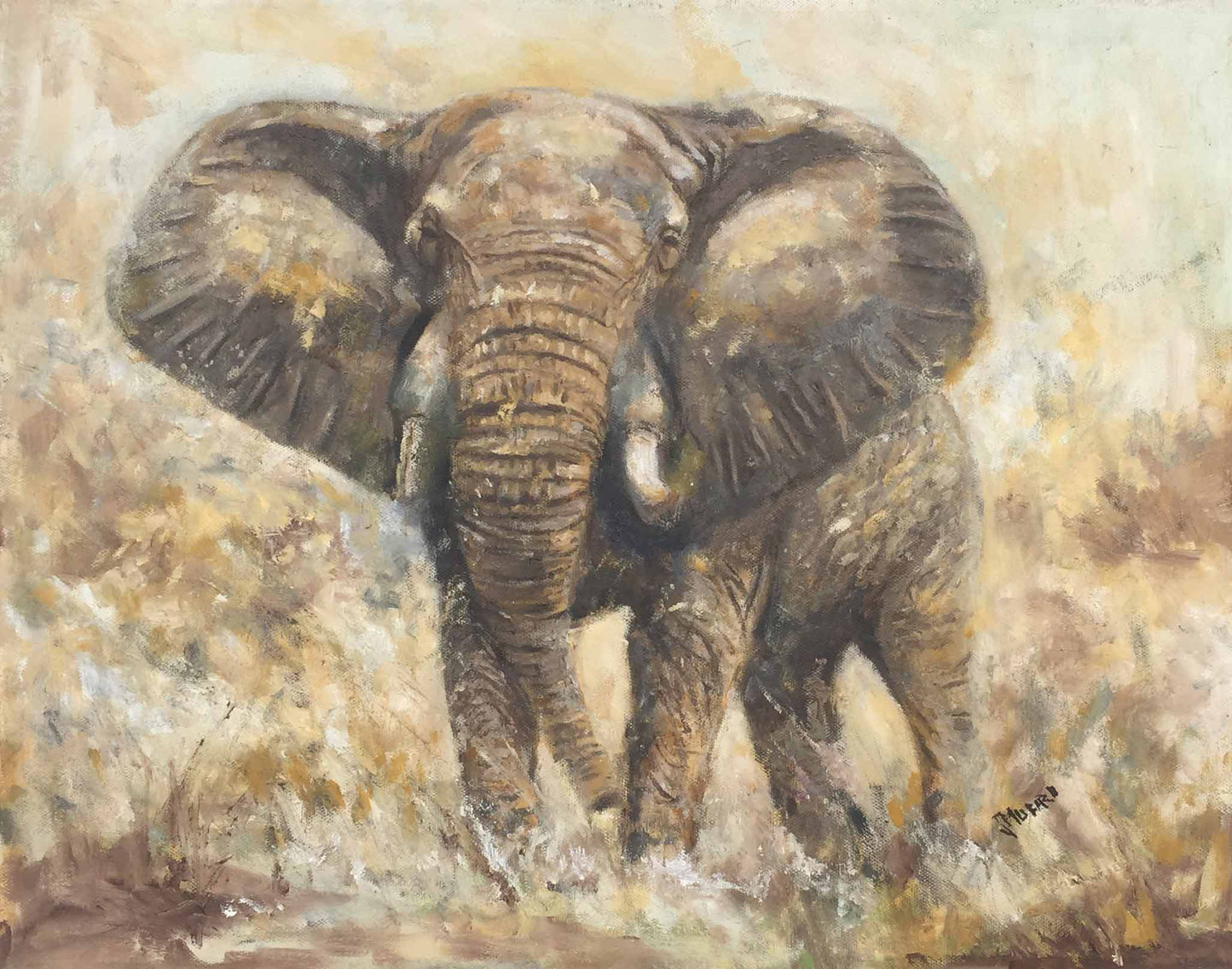 Elephant Oil Painting | Tsavo Kenya Art | africanarthub