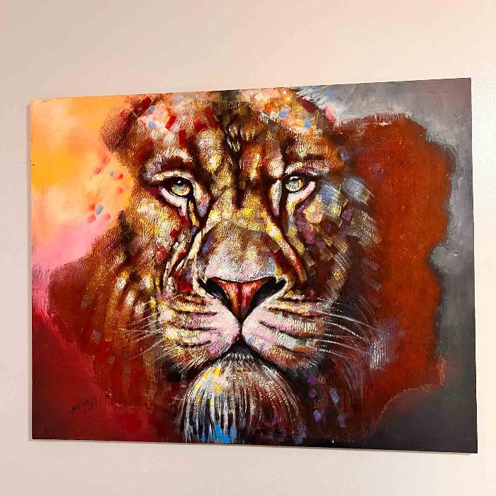 King of the Jungle Painting | Acrylic Painting Lion | africanarthub