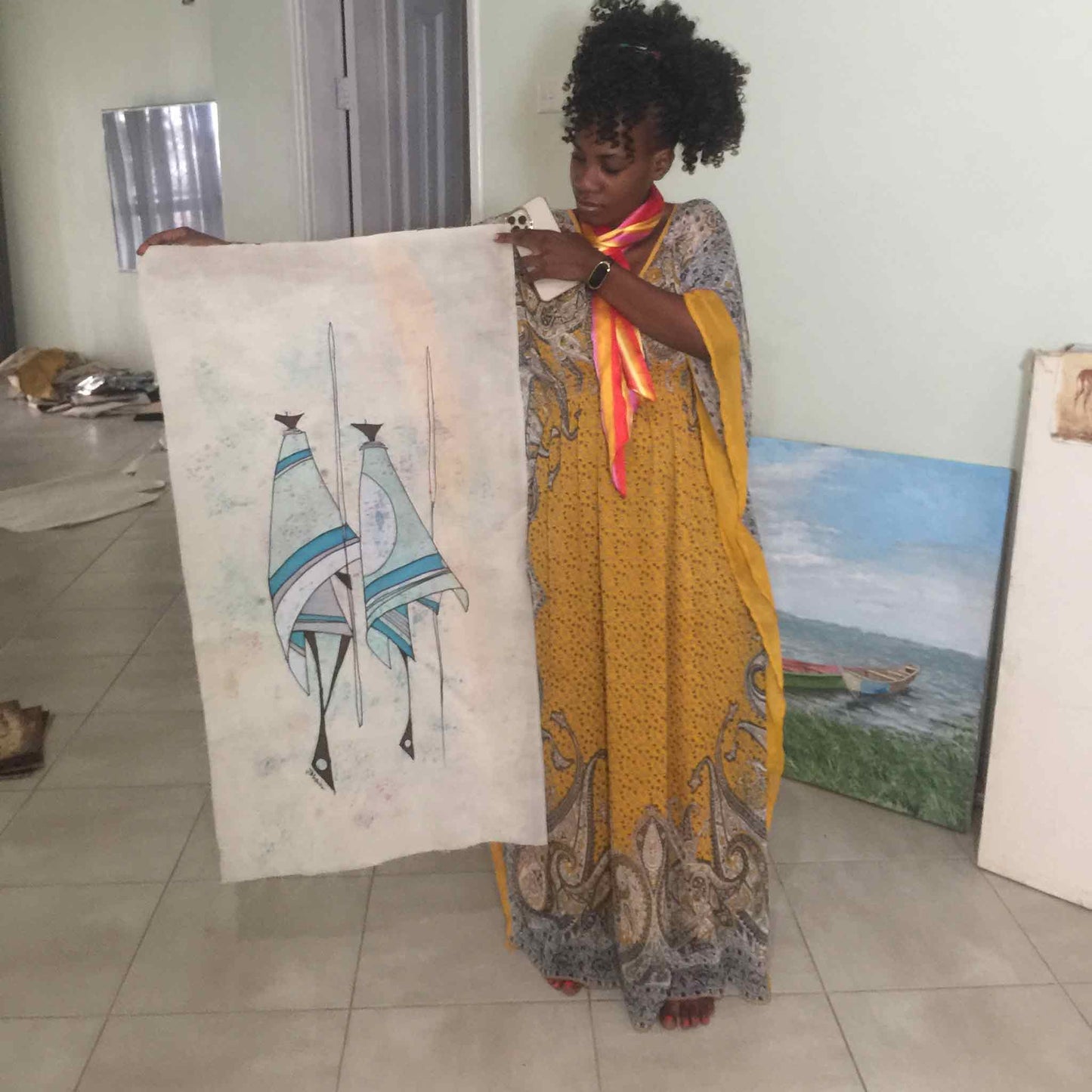 Batik Masai Dancer Painting | Masai Dancers Painting | africanarthub