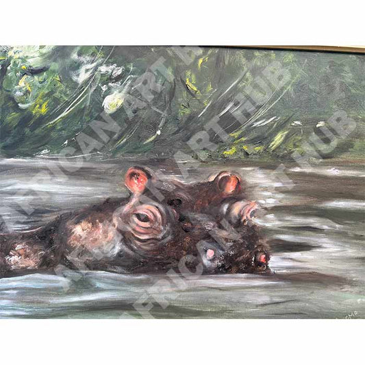 Hippo oil painting