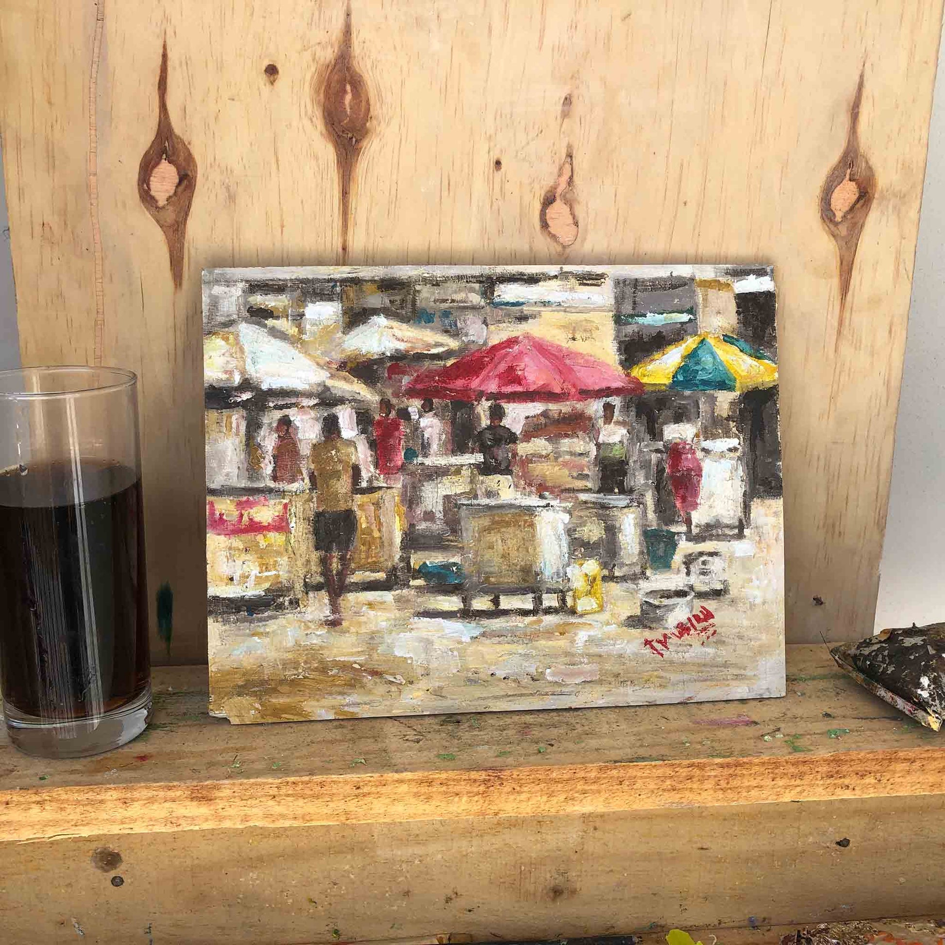 Ggaba Market Oil Painting | Ggaba Market Painting | africanarthub