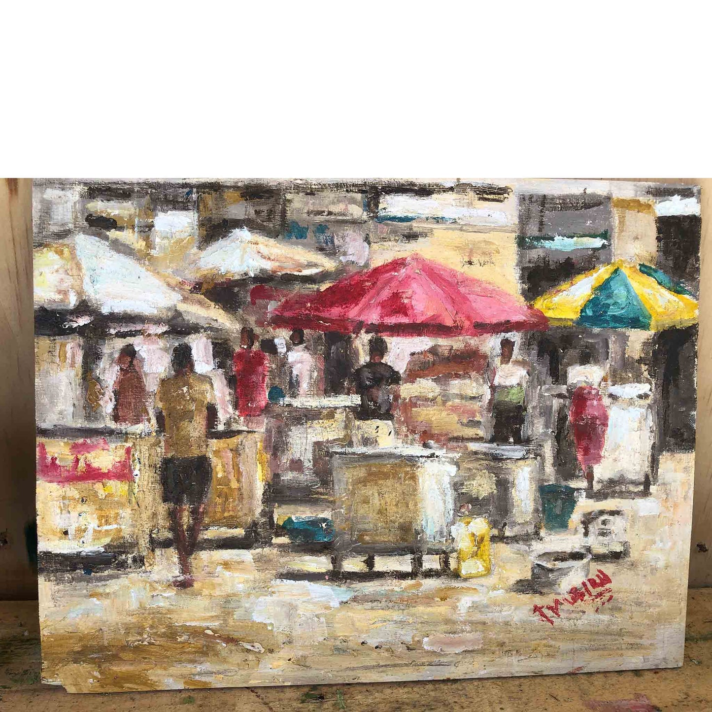 Ggaba Market Oil Painting | Ggaba Market Painting | africanarthub