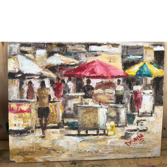 Ggaba Market Oil Painting | Ggaba Market Painting | africanarthub