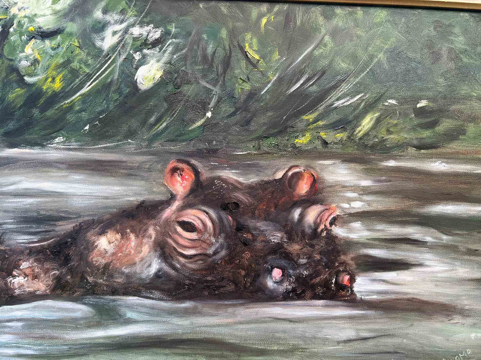 Hippopotamus Oil Painting | Hippopotamus Canvas Art | africanarthub