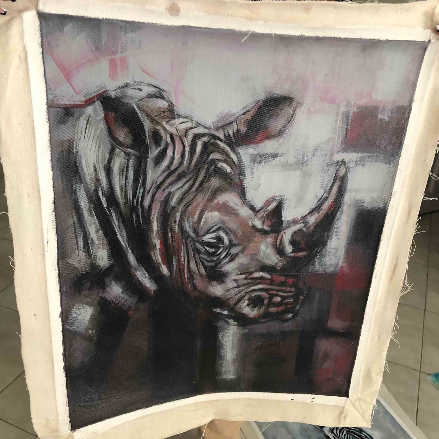 Canvas painting of Kenya Rhino painting