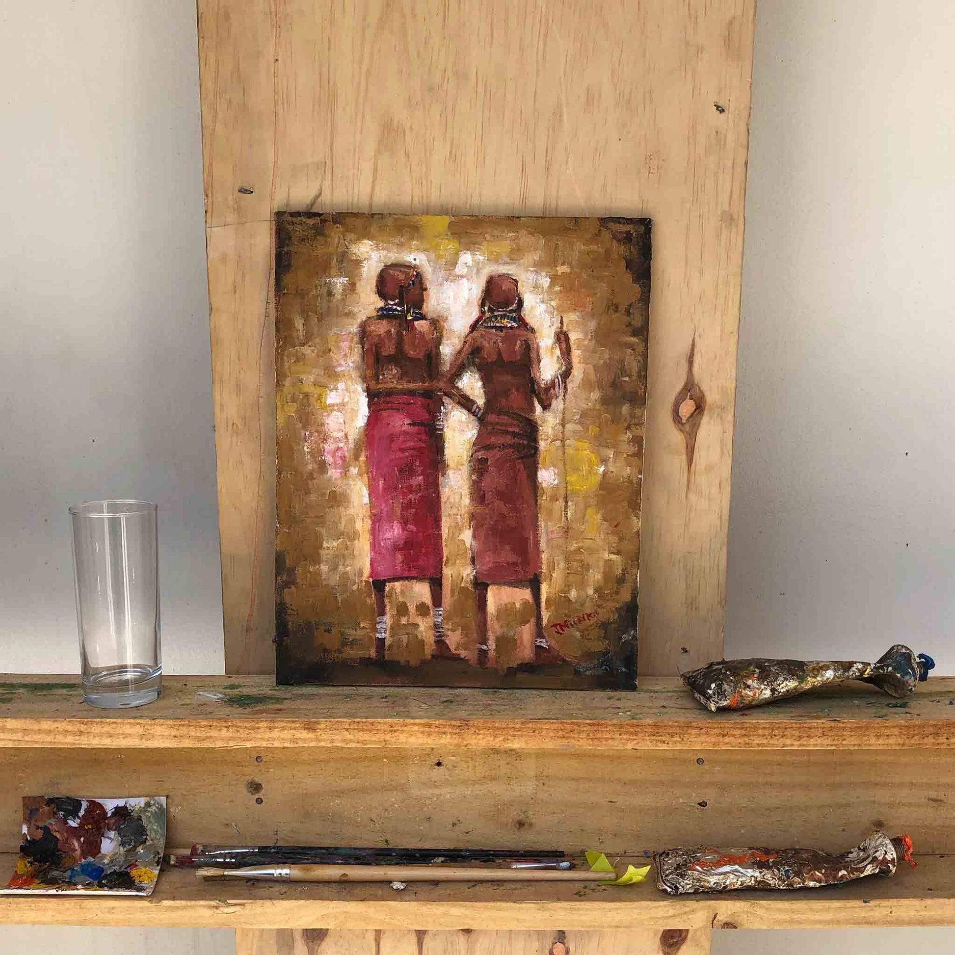 African painting of Masai girls