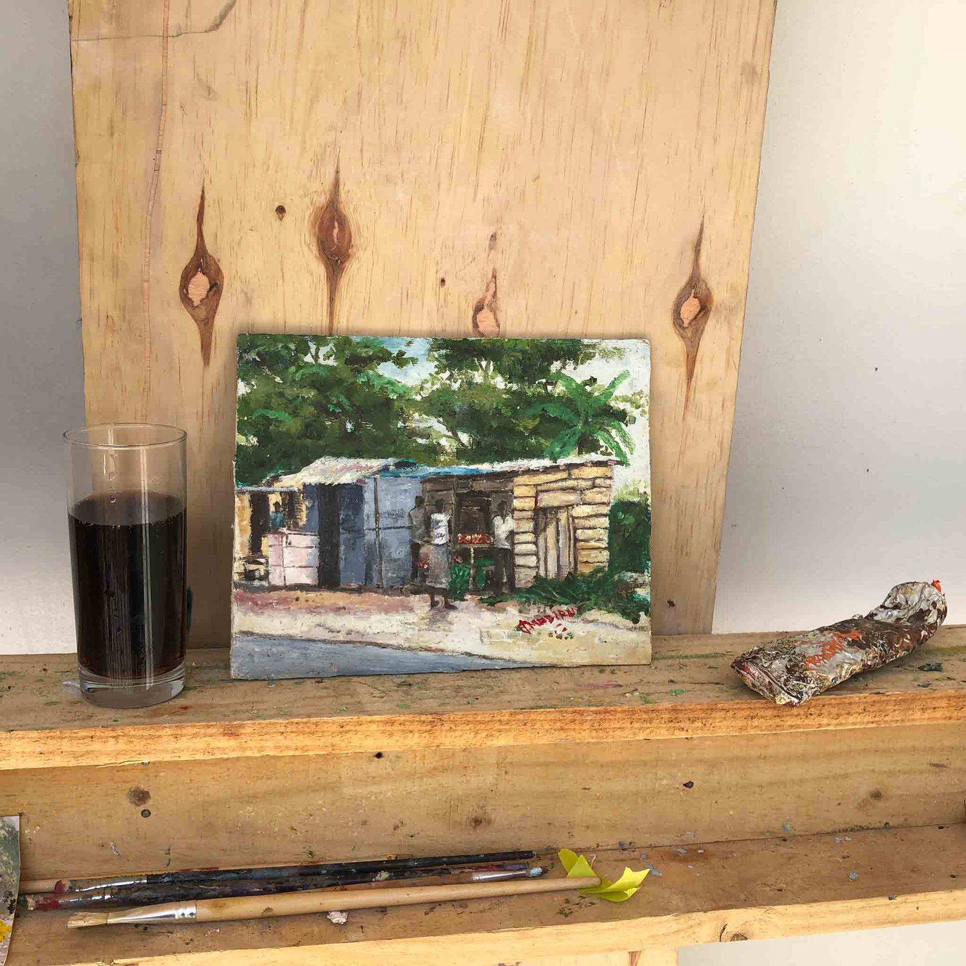 Market painting of a roadside vendor