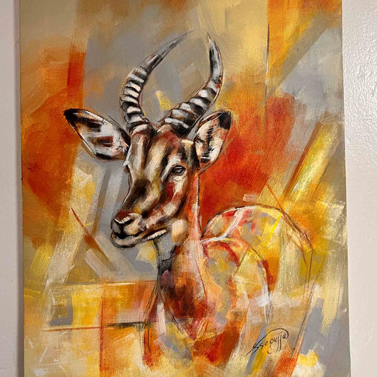 Uganda kob wildlife acrylic painting by Godfrey Ssseguja