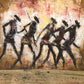 Young African warriors dance painting