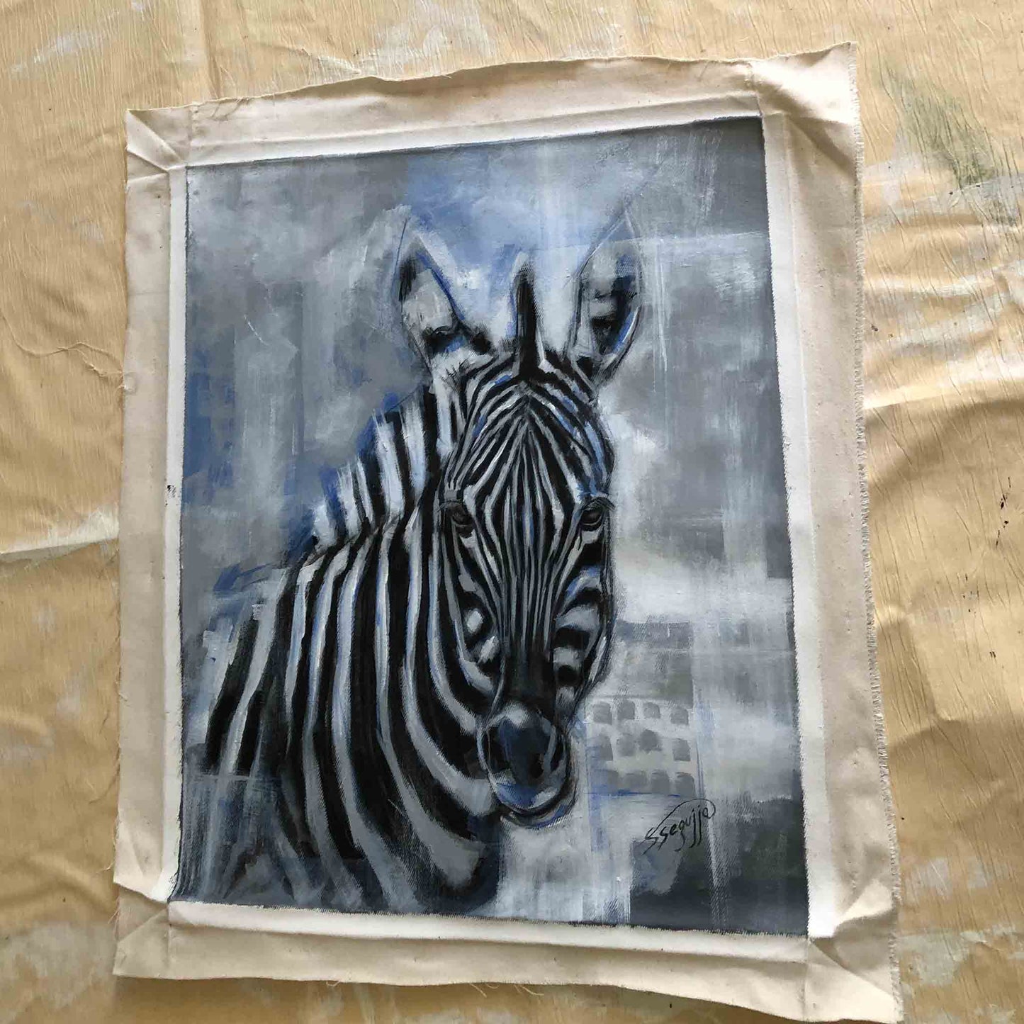 Canvas painting of Zebra